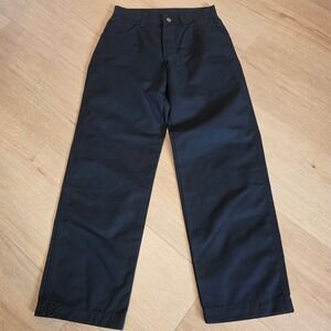 Los Angeles Apparel Black Poly Cotton Twill Pants Fits 27x28 High Rise Wide Leg